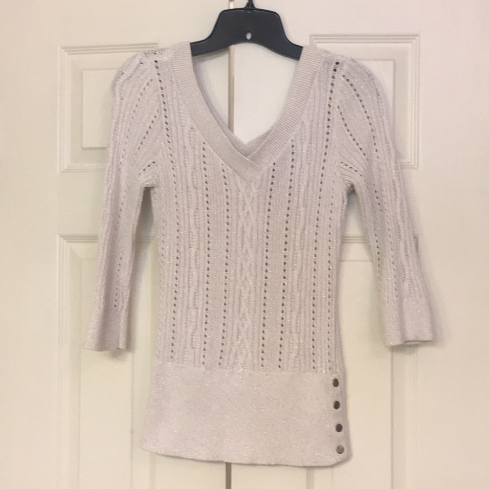 WHBM Gold shimmer v-neck sweater Small